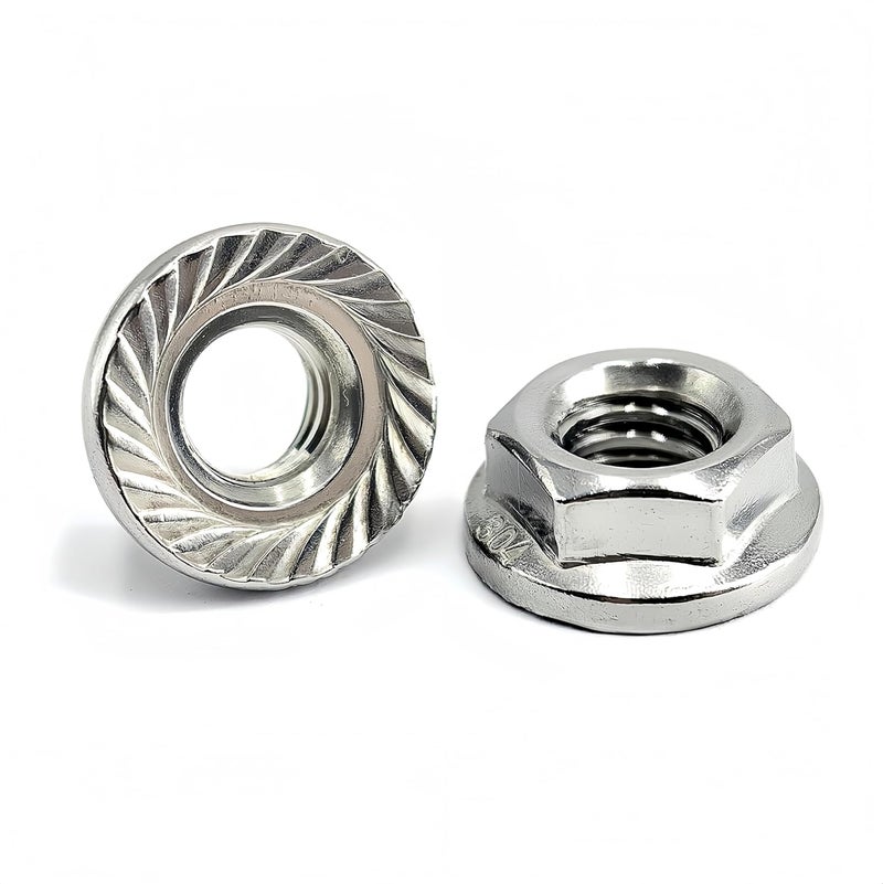 heyday 5/16-18 Serrated Flange Hex Lock Nuts 30 Pcs 304 Stainless Steel 18-8, Full Thread, Hex Drive, Bright Finish - Image 1
